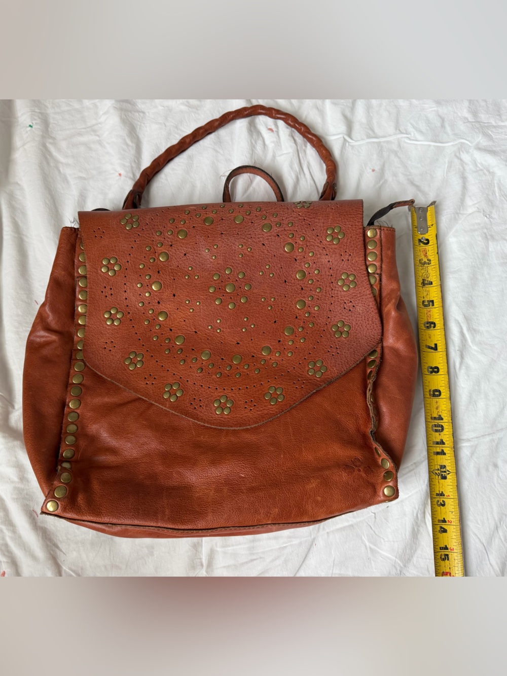 Rust Leather Studded Backpack - Picture 4 of 10